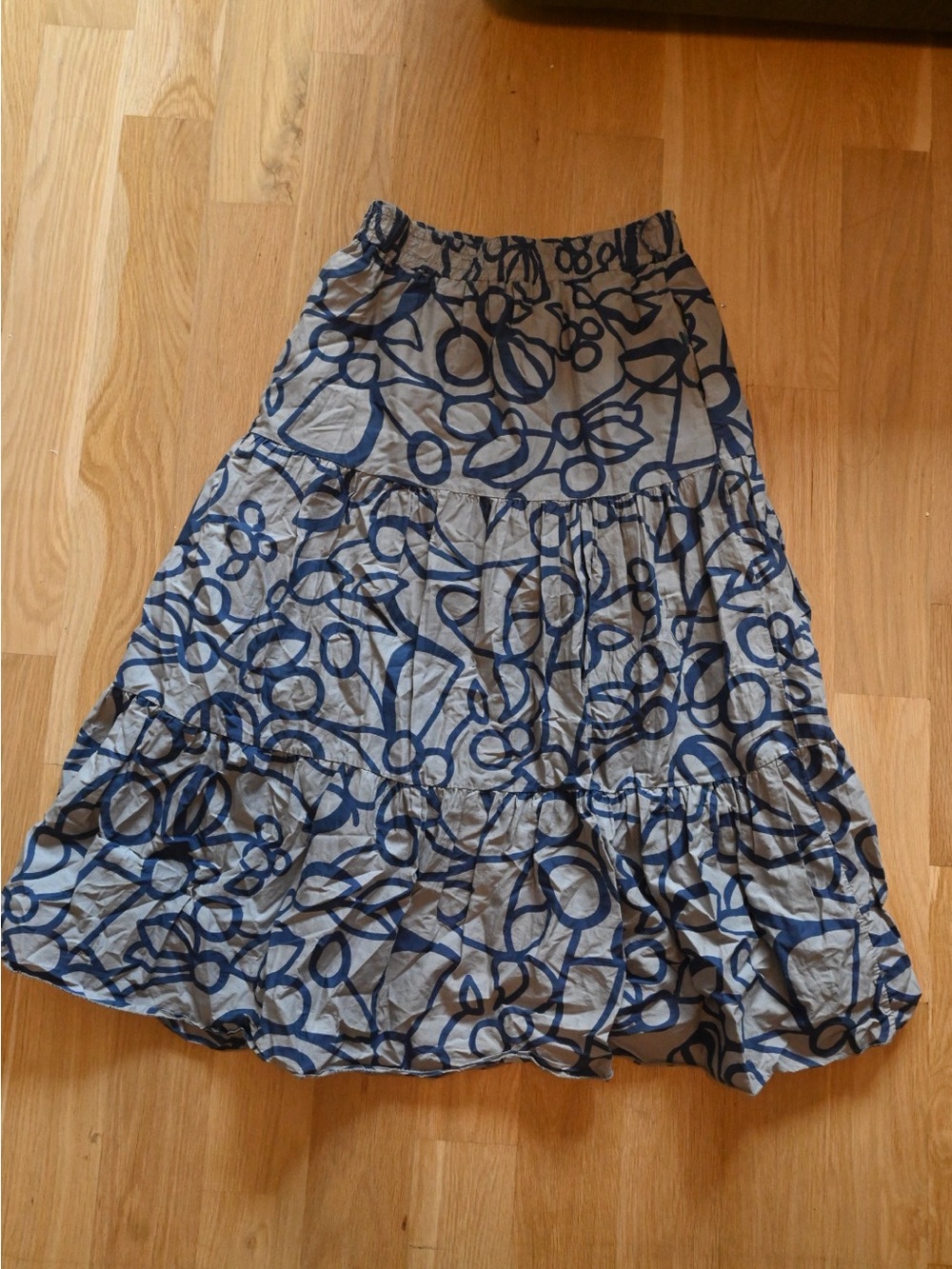 Italian Women’s Blue Patterned Tiered Skirt